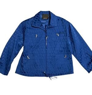 EUC Carlisle Short Zip Jacket Honeycomb Embossed Deep Royal Blue Short Jacket 14